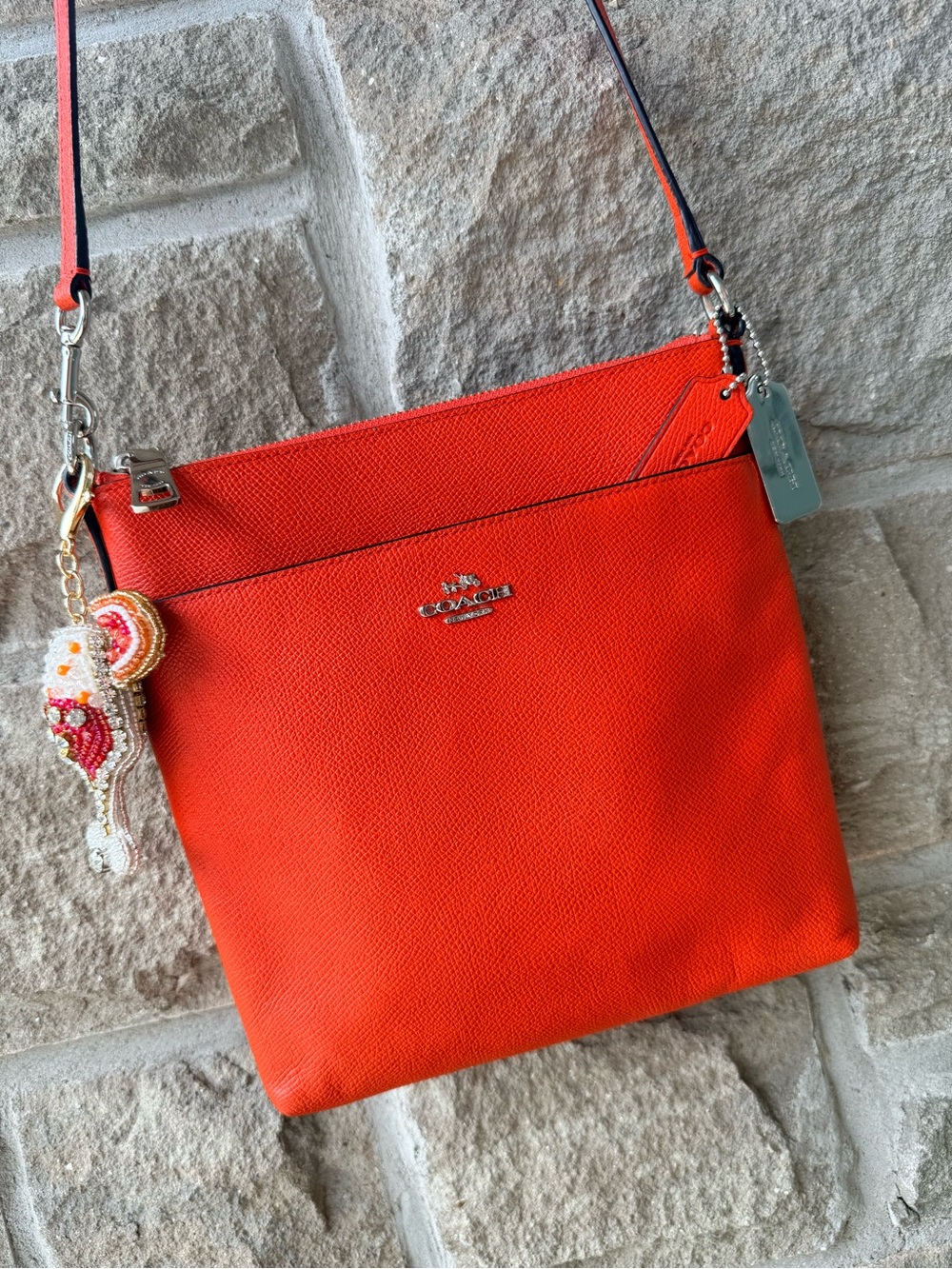 COACH Authentic North/South Swingpack Dark Orange Leather Crossbody - Style 5234
